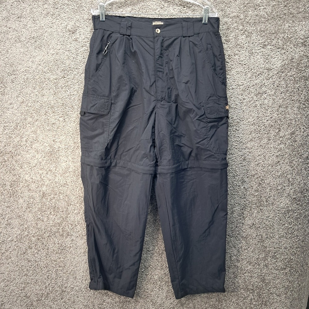 Guide Gear Mens Black Convertible Cargo Hiking Pants Zip Off Shorts Large Short